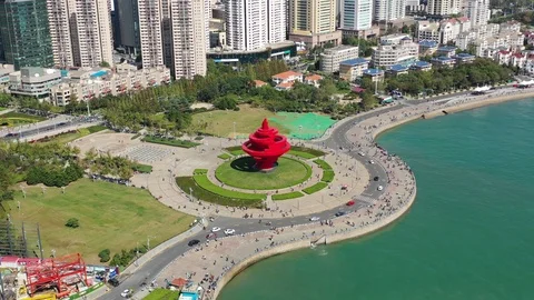 Aerial view of Qingdao cityscape at daytime Video stock 108867341