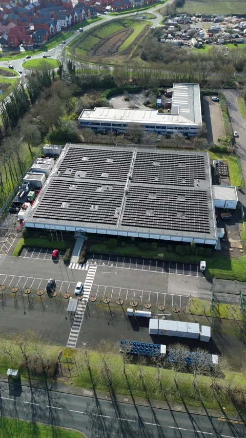 Aerial View of Quantum Computing AI Cloud Infrastructure UK Stock Footage 337451093
