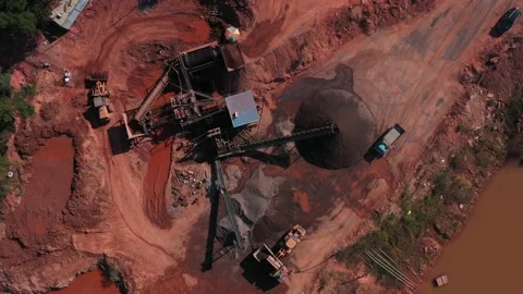 Aerial view of quarry construction operation top view Видео 234897189