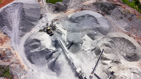 Aerial view of quarry crushing machine, Bulgaria Video stock 335691300