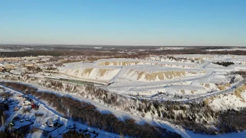 Aerial view to quarry for mining of rock ore, quartzite Stock Footage 323558792