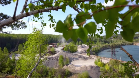Aerial View of Quarry by River Stock Footage 275202403