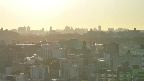 Aerial view of Queens at sunrise Video stock 292493476