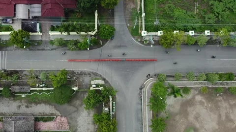 Aerial View of Quite Traffic in Intersection in a City of Indonesia Stock Footage 259554392