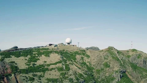 Aerial View Radar Located on the Top Mountain Stock Footage 72194334
