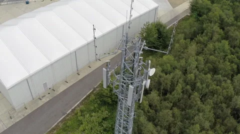 Aerial view of Radio mast Stock Footage