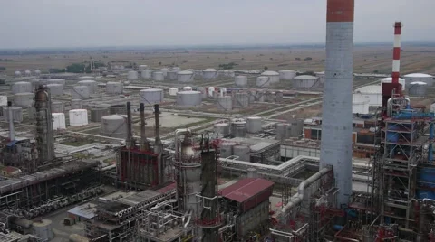 Aerial view of rafinery Stock Footage 50444246