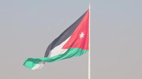 Aerial view The Raghadan Flagpole dominates the Amman skyline, Jordan. This.. Vídeo Stock 330259862