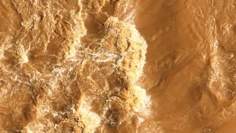 Aerial view of raging muddy flash flood water. Stock-Footage 342102879