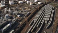 Aerial View Of Rail Yard And Industry; Historic Cemetery In Background, New Stock Footage