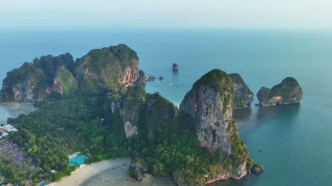 Aerial view of Railay beach, Krabi, Thailand. Railay beach in summer, Krabi Vídeos de archivo 289001953
