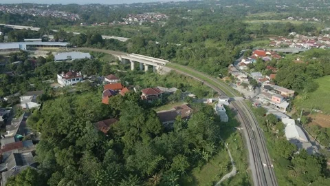 Aerial view of railroad bridge Stock Footage 292040943