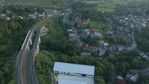 Aerial view of railroad bridge Stock Footage 292043726