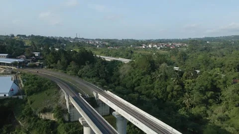Aerial view of railroad Stock Footage 292037038