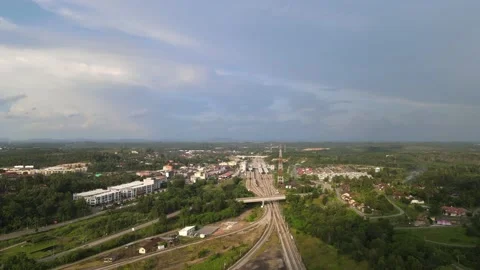 Aerial view of Railway and train station in Gemas, Negeri Sembilan. Stock Footage 152059162