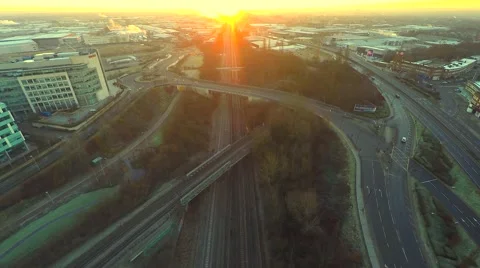 Aerial view of railway Stock Footage 47169128
