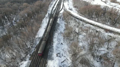 Aerial view of the railway Stock Footage 171679322