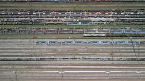 Aerial View Railway Junction Containers Wagons Stock Footage 251925305