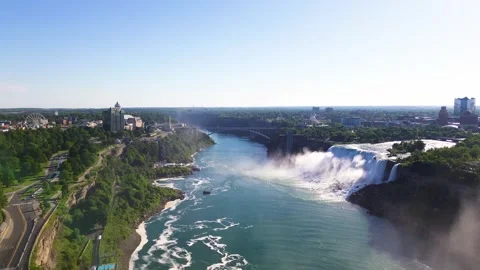Aerial View of Rainbow Bridge and American Falls Stock-Footage 337401710
