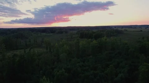 Aerial View of Rainfall and Rainbow in Enchanting Forest Video stock 249590516