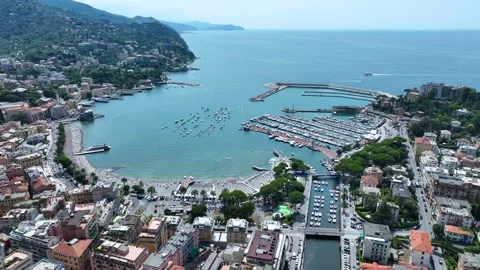 Aerial view of Rapallo. Genoa, Cinque Terre, Liguria, Italy Stock-Footage 245219047