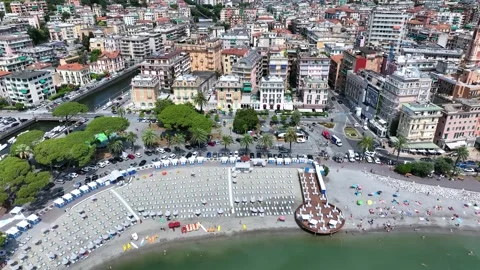 Aerial view of Rapallo. Genoa, Cinque Terre, Liguria, Italy Stock-Footage 245219404