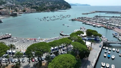 Aerial view of Rapallo. Genoa, Cinque Terre, Liguria, Italy Video stock 245219481