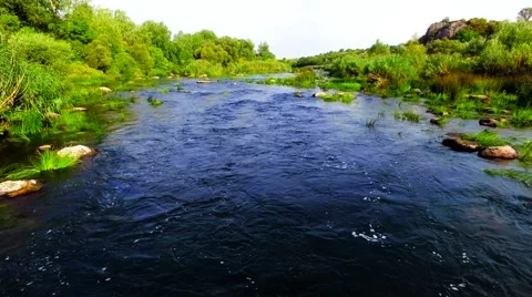 Aerial view of rapid river Stock Footage 60744906