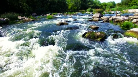 Aerial view of rapid river Stock Footage 60748020