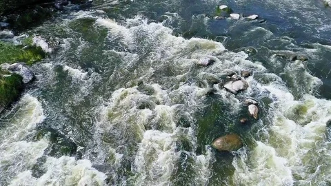 Aerial view of rapid river Stock Footage 75659929