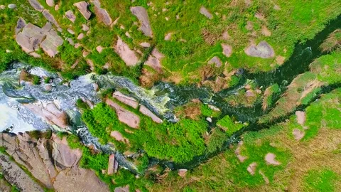 Aerial view of rapid river Stock Footage 76294095