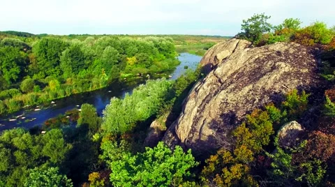 Aerial view of rapid river valley Stock Footage 60745032