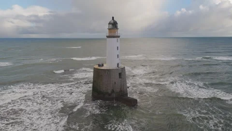 Aerial View of Rattray Head Lighthouse, Scotland Video stock 328994978