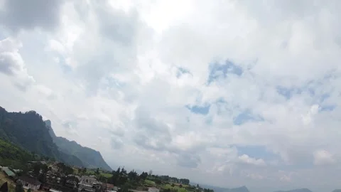 Aerial view of Rawa Gede Jonggol Lake and green hills, Indonesia. Stock Footage 336380488