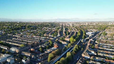 Aerial view of Raynes Park, Stock Footage 345530790