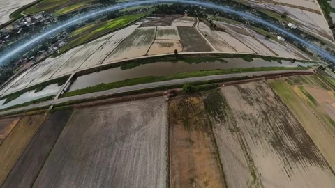 Aerial view of rectangular agricultural field with varied soil textures 库存影片 345398920