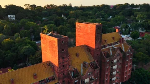 Aerial View of Red Brick Architecture in San Bernardino, Paraguay Stock-Footage 319467349