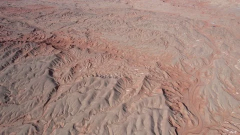 Aerial View of Red Cliff Mars Camp Geological Landscape Qinghai China Stock Footage 336606916