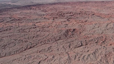Aerial View of Red Cliff Mars Camp Geological Landscape Qinghai China Stock Footage 336619785