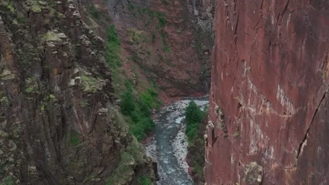 AERIAL VIEW, Red Cliff, Var River, Daluis Gorge, France. Video stock 314175241