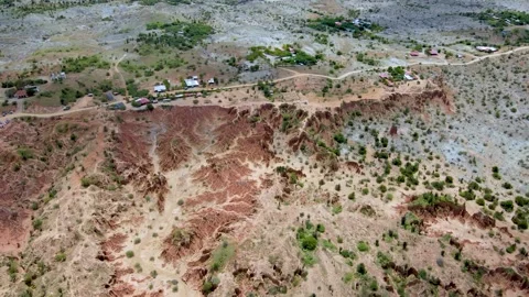 Aerial view of red cliffs and greenery in Huila, Colombia Stock Footage 330591955