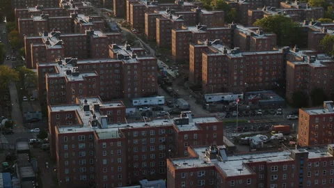 Aerial view of Red Hook Housing Projects Stock Footage 253494574