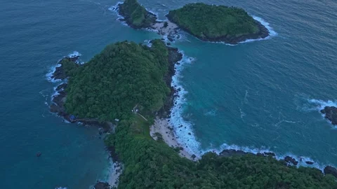 Aerial view of red island in java indonesia 스톡 동영상 328920292