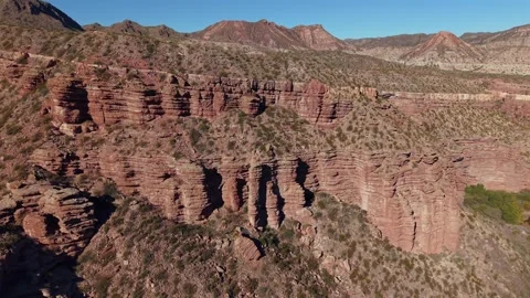Aerial View of Red Rock Canyons Along Ruta 173 in San Rafael Stock Footage 337933587