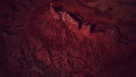 Aerial view of the red rock desert Stock Footage 141443534