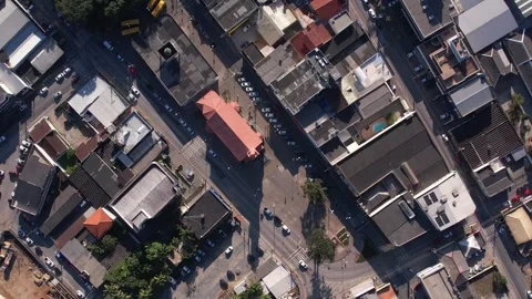 Aerial view of a red-roofed building in Camboriú, Brazil Stock Footage 329078190