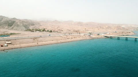 Aerial View of The Red Sea in Eilat, Israel Stock Footage 246833717