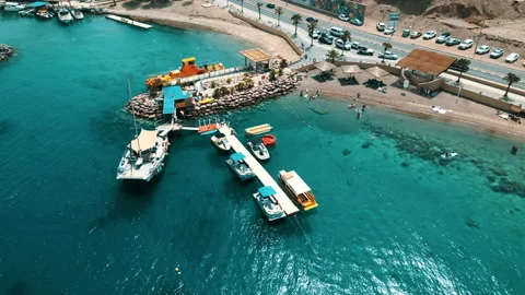 Aerial View of The Red Sea in Eilat, Israel Stock Footage 246853496