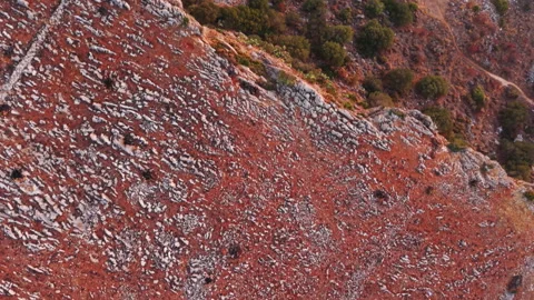 Aerial View of Red Terrain Surface Pattern in Sicily, Italy Stock Footage 317818185