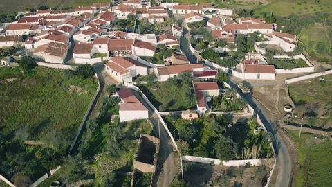 Aerial View Red Tiled Roofs Typical Village Stock Footage 72681153